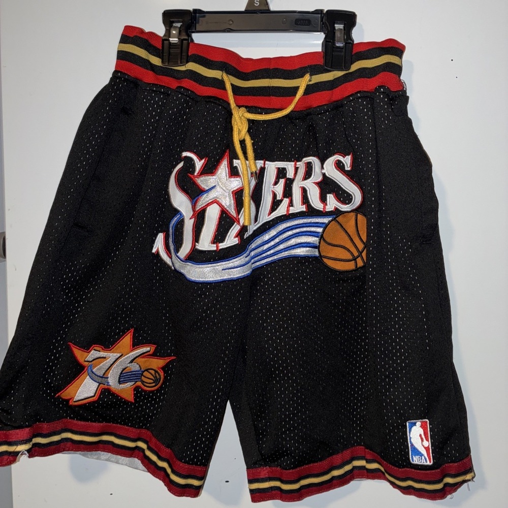 Philadelphia 76ers Retro With Pockets Basketball Mens Shorts Black Size Small